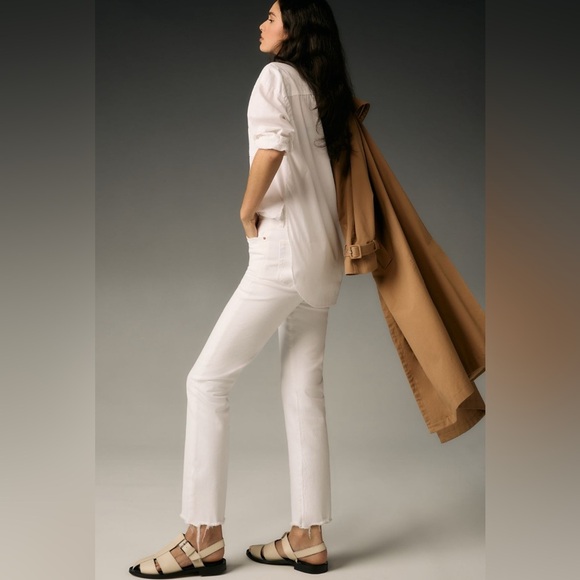 Anthropologie Paige Cindy High Rise Straight Leg Jeans White Noise Wash Size 33 - Picture 7 of 15